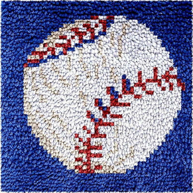 Numptain Latch Hook Kits for Adults,DIY Rug Crafts Baseball Pattern Color Printed Canvas,Latch Hook Kits for Beginners Handmade Needlework Crafts Home Decoration,12"x12" - Image 1